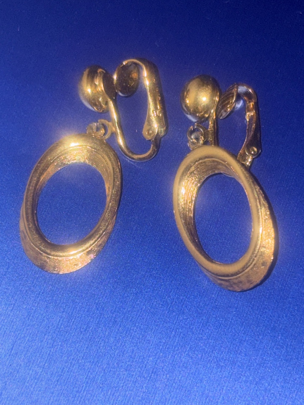 Crown Trifari Gold-Tone Oval Clip-On Earrings - signed
